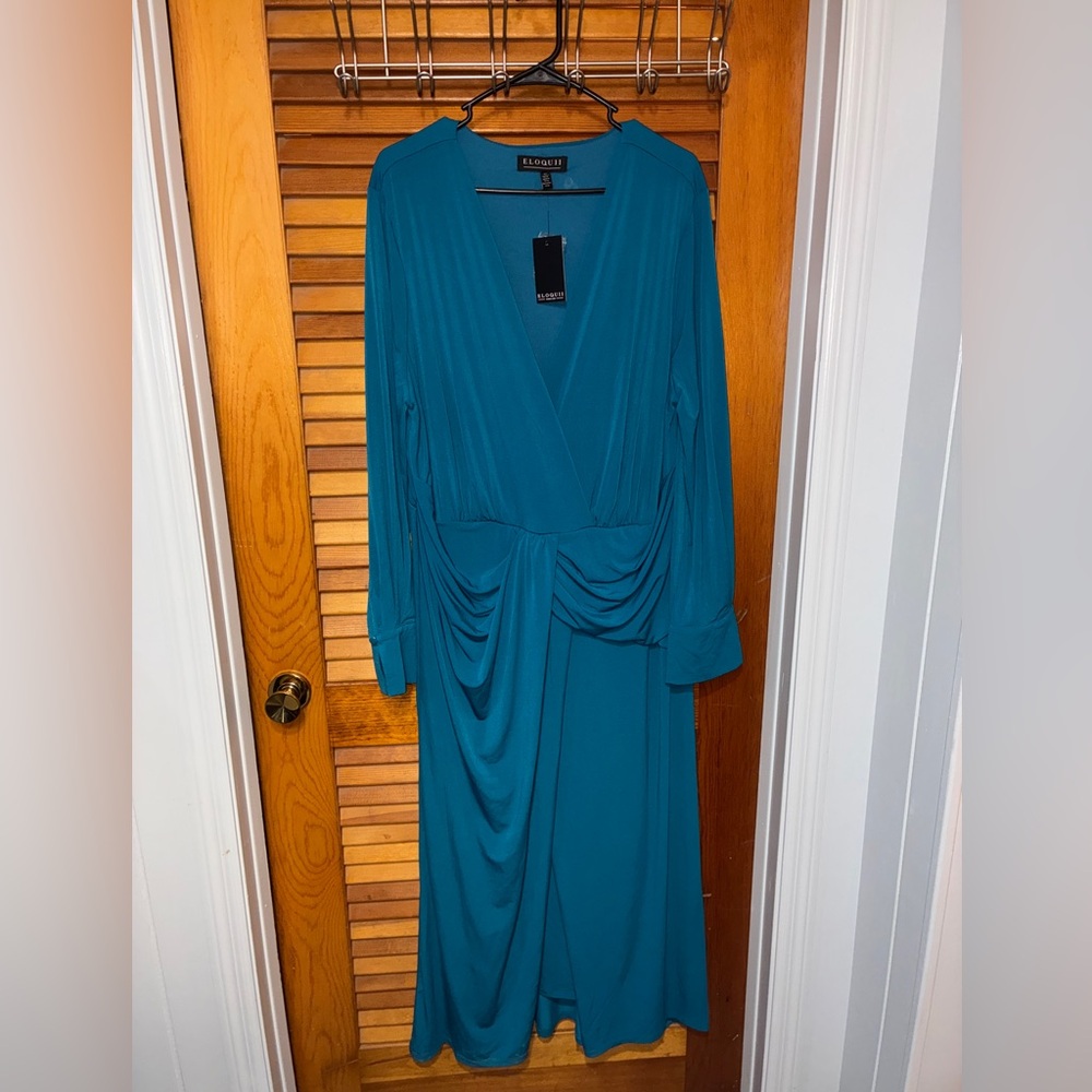 NWT Eloquii Teal Long Sleeve Dress - womens size 22